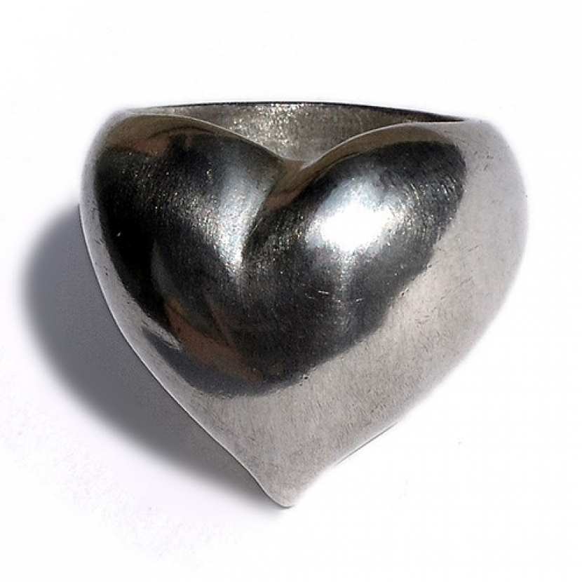 Grosse bague cocktail coeur en argent massif