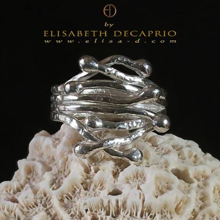 bague argent Corail Brut Homme Femmes ajustable Elisa-d by Elisabeth DeCaprio